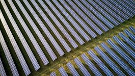 Rows of solar panels on solar farm