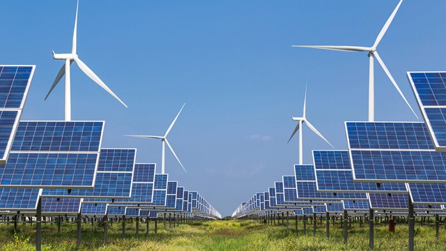 Solar panel and wind farm