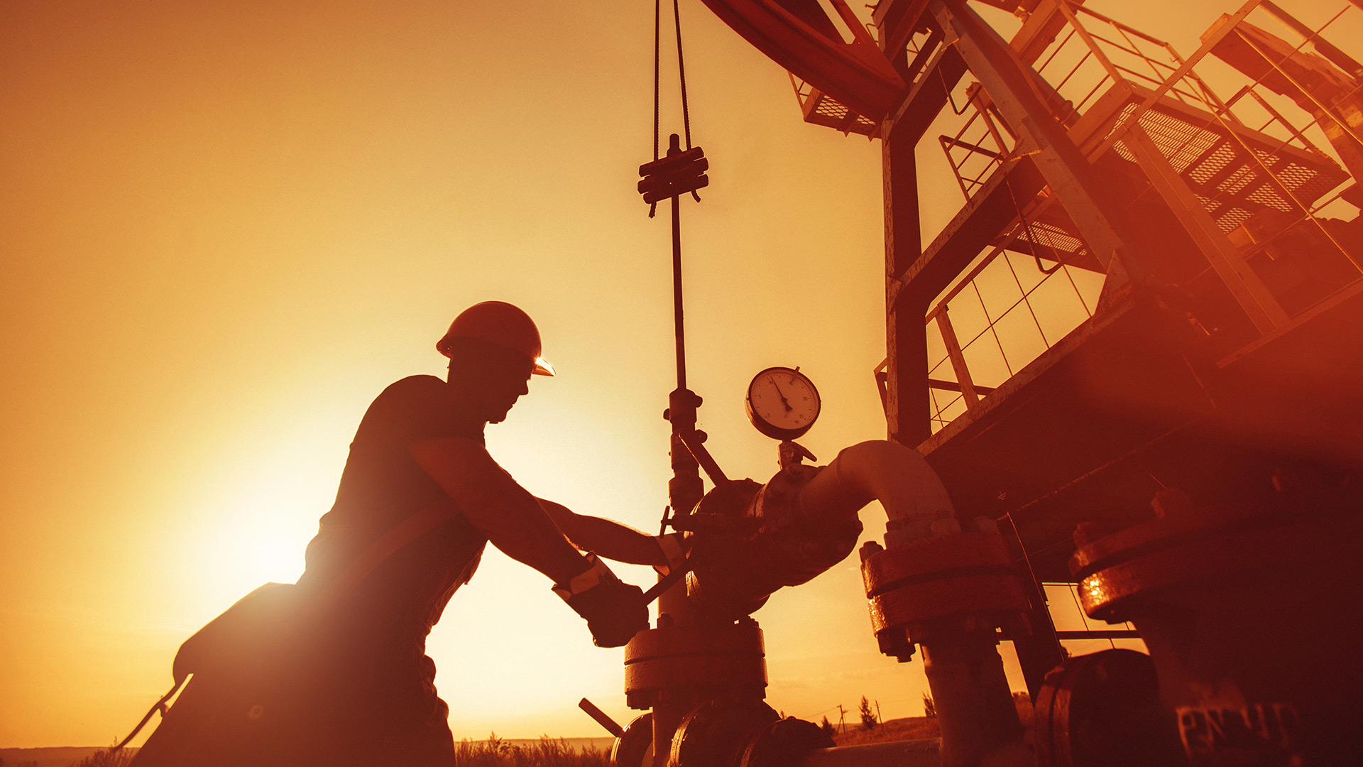 Worker on oil rig